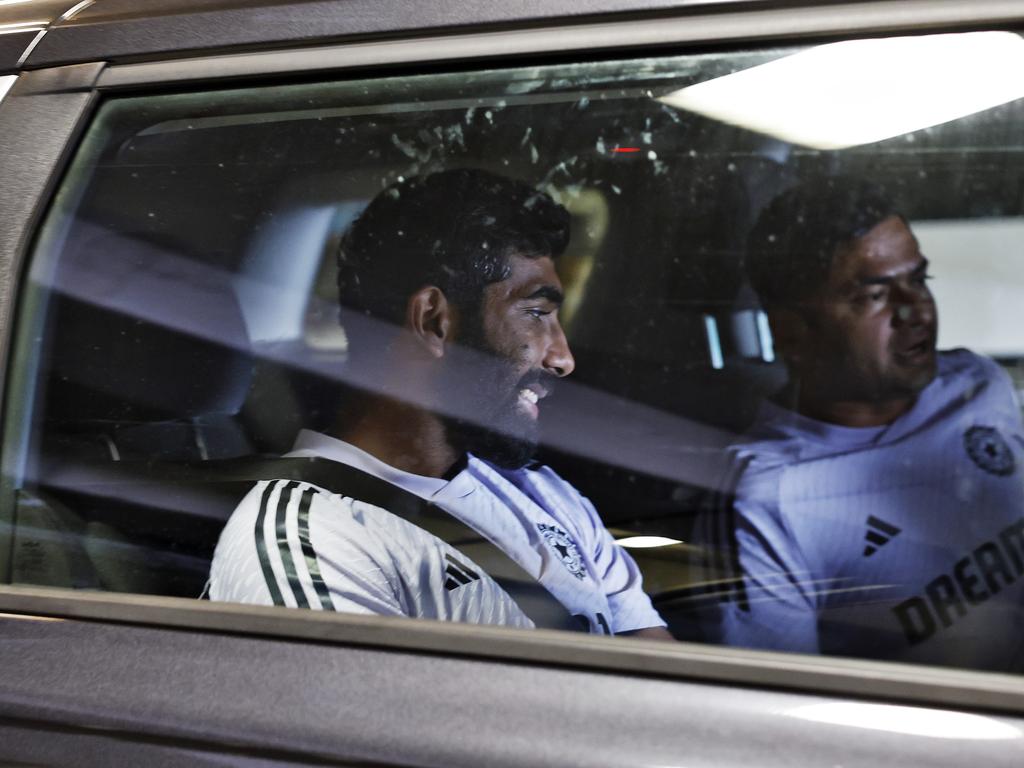 Bumrah managed a smile as he headed for scans. Picture: Sam Ruttyn