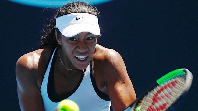 Australian Open Tennis at Melbourne Park. Day 1. Mona Barthel vs. Destanee Aiava. Australias Destanee Aiava during her match. Pic: Michael Klein