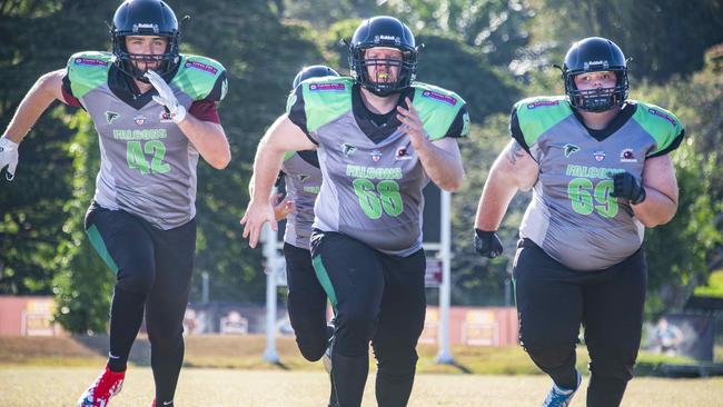 Cairns Falcons’ (l to r) Justin Bovery-Spencer, Alex McLean-Williams and Julian Visintin. Picture: Brian Cassey