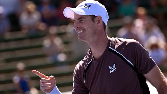 A smiling Murray entertained crowds at the Kooyong Classic this week in matches against fellow tour veterans Marin Cilic and Dominic Thiem. Picture: William West / AFP