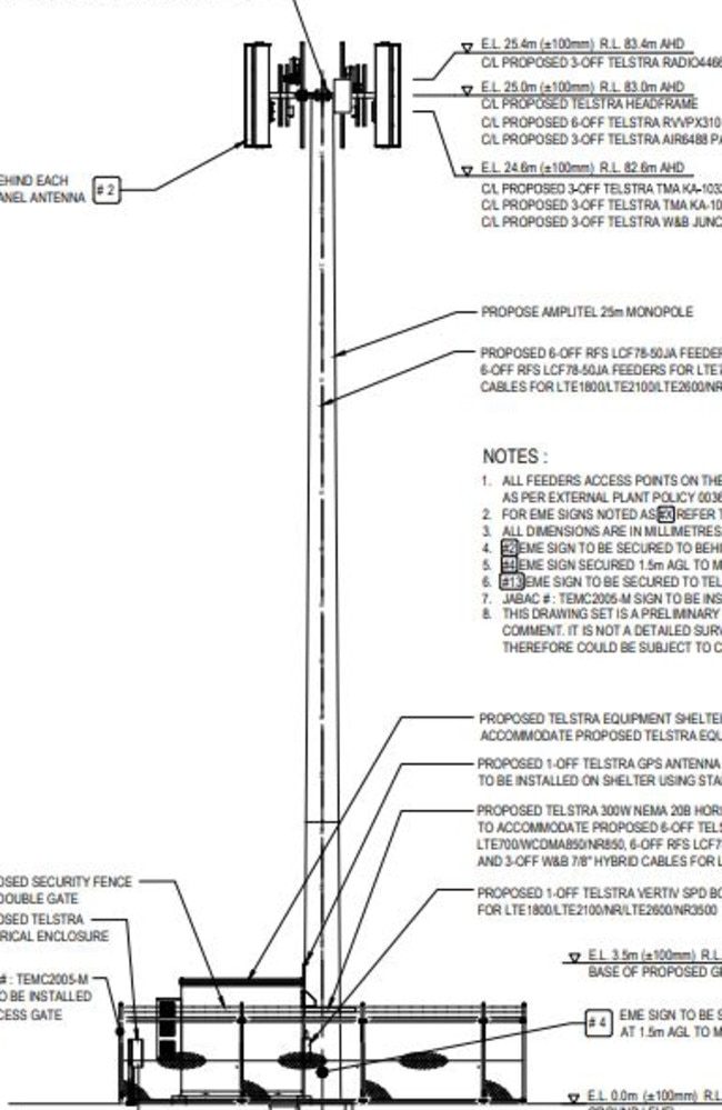 Plans for the proposed telecommunications tower.