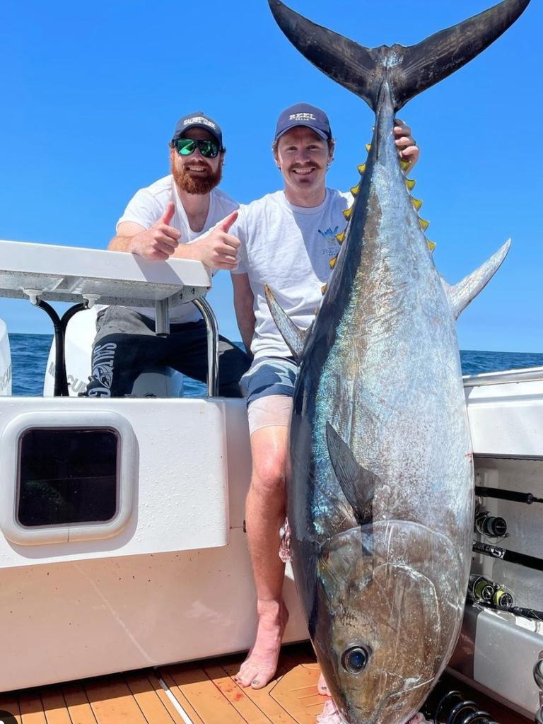 Patrick Dangerfield and Aaron Habgood on the water.