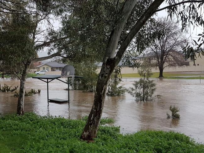 Cootamundra has had road closures and evacuations from some streets in the area. Picture: Twitter (Naomi Elliott) @naomi_tweets