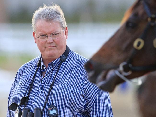 SYDNEY, AUSTRALIA - OCTOBER 15: Trainer Anthony Cummings looks on during a trackwork session ahead of The Everest at Royal Randwick Racecourse on October 15, 2020 in Sydney, Australia. (Photo by Mark Evans/Getty Images)