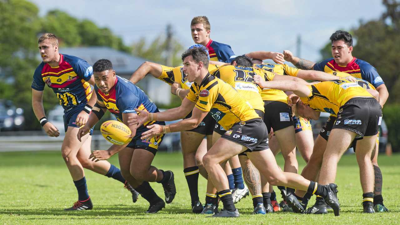 Damian Forde-Hurrell, Falcons. Western Mustangs vs Sunshine Coast Falcons, Hastings Deering Colts. Sunday, 8th Apr 2018. Picture: Nev Madsen