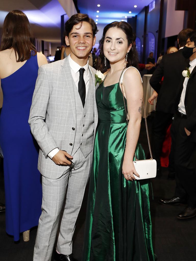 Mitchell Doyle and Amie Hadden pictured at the 2021 Nudgee College year 12 formal, Royal International Convention Centre Brisbane 19th of September 2021. (Image/Josh Woning)