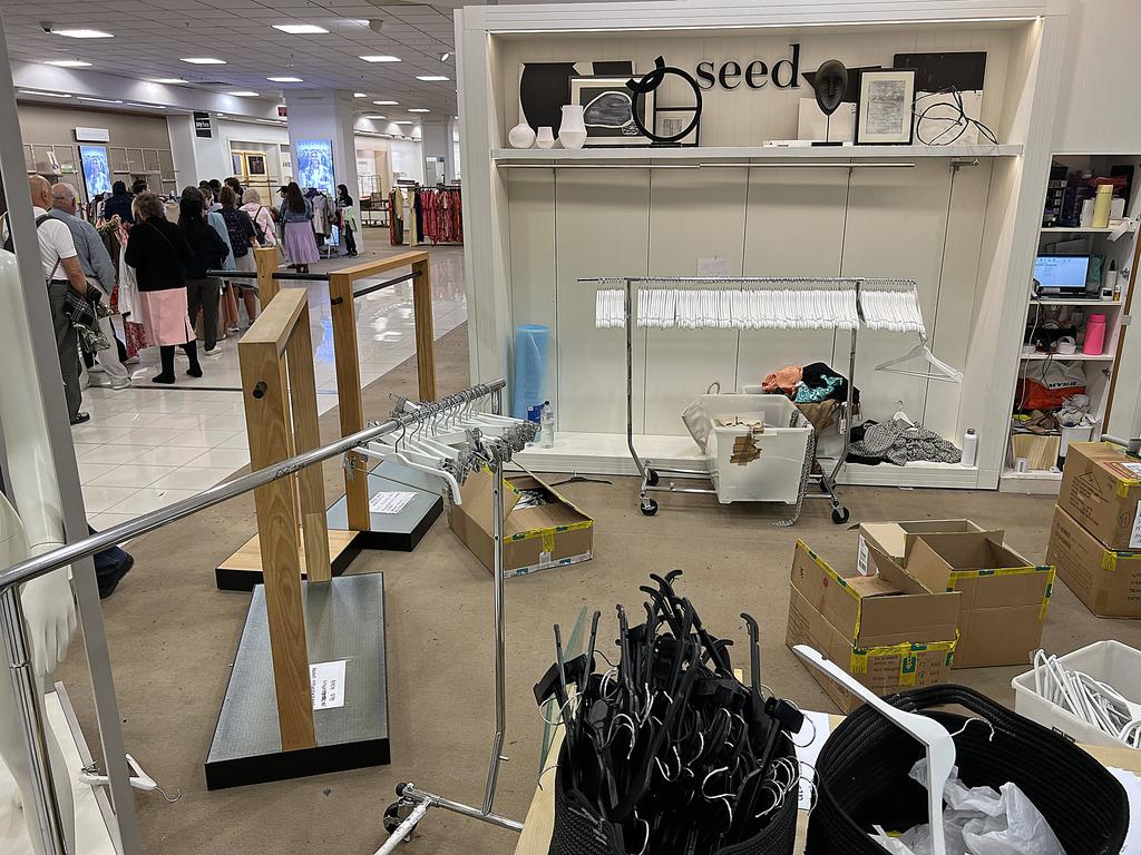 Shoppers flock to Myer’s Brisbane CBD store on its last day of trading. Picture: Lyndon Mechielsen