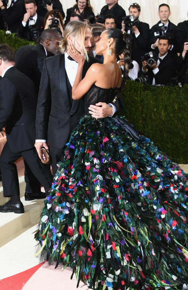 Marco Perego and Zoe Saldana attend the “Manus x Machina: Fashion In An Age Of Technology” Costume Institute Gala at Metropolitan Museum of Art on May 2, 2016 in New York City. Picture: Getty