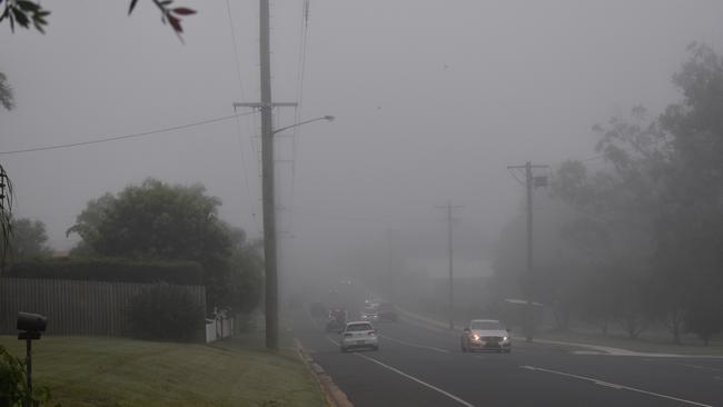 Looking down Main St, Hervey Bay as Thursday fog rolls over the Fraser Coast on April 22. Photo: Stuart Fast