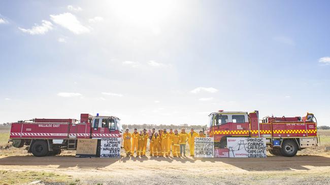CFA members threatening to strike to fires under transmission lines in response to the VNI West project and poor consultation. Picture: Zoe Phillips