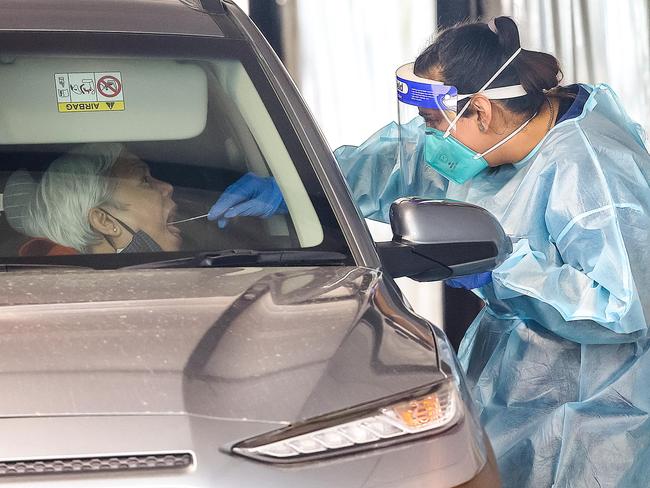 Covid-19 testing takes place in the outer northern suburb of Craigieburn as Melbourne endures another lockdown due to an outbreak of coronavirus. Picture : Ian Currie