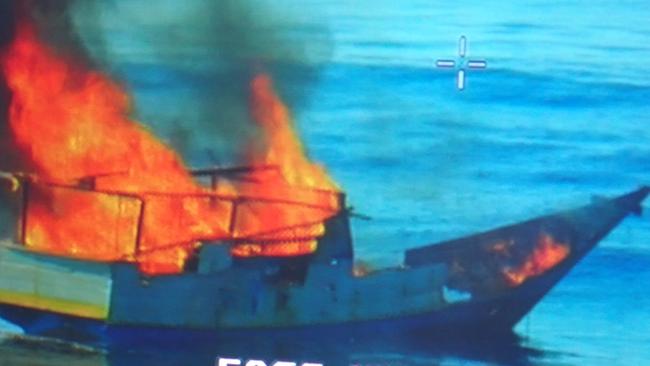 Australian authorities destroyed the boat for illegal fishing. Picture: Supplied.