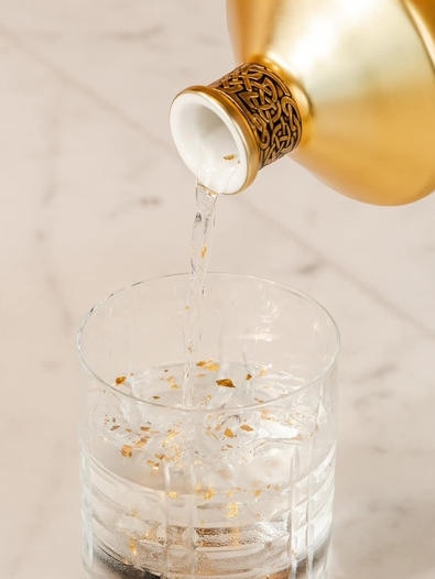 A promotional image of the 'Premium Gold' vodka sold by Let's Go Beverages.