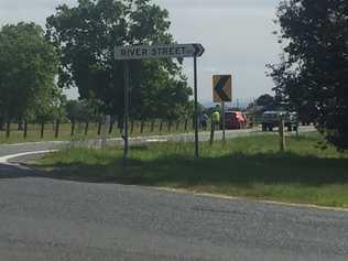 The debris from a collision between a car and a bus on the Pacific Highway at Ulmarra. Picture: Vicky Hambly