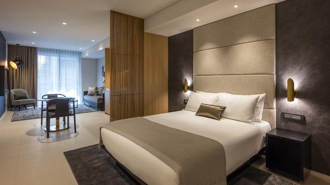 Minimalism meet functionality at Skye Suites Sydney.