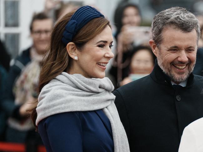 King Frederik X of Denmark and Queen Mary of Denmark (L) welcome Iceland's President Halla Tomasdottir (2R) and spouse Bjorn Skulason at Toldboden in Copenhagen, Denmark on October 8, 2024. The Icelandic state visit is the first incoming state visit for the royal couple and the first outgoing state visit for the newly elected Icelandic president. (Photo by Thomas Traasdahl / Ritzau Scanpix / AFP) / Denmark OUT