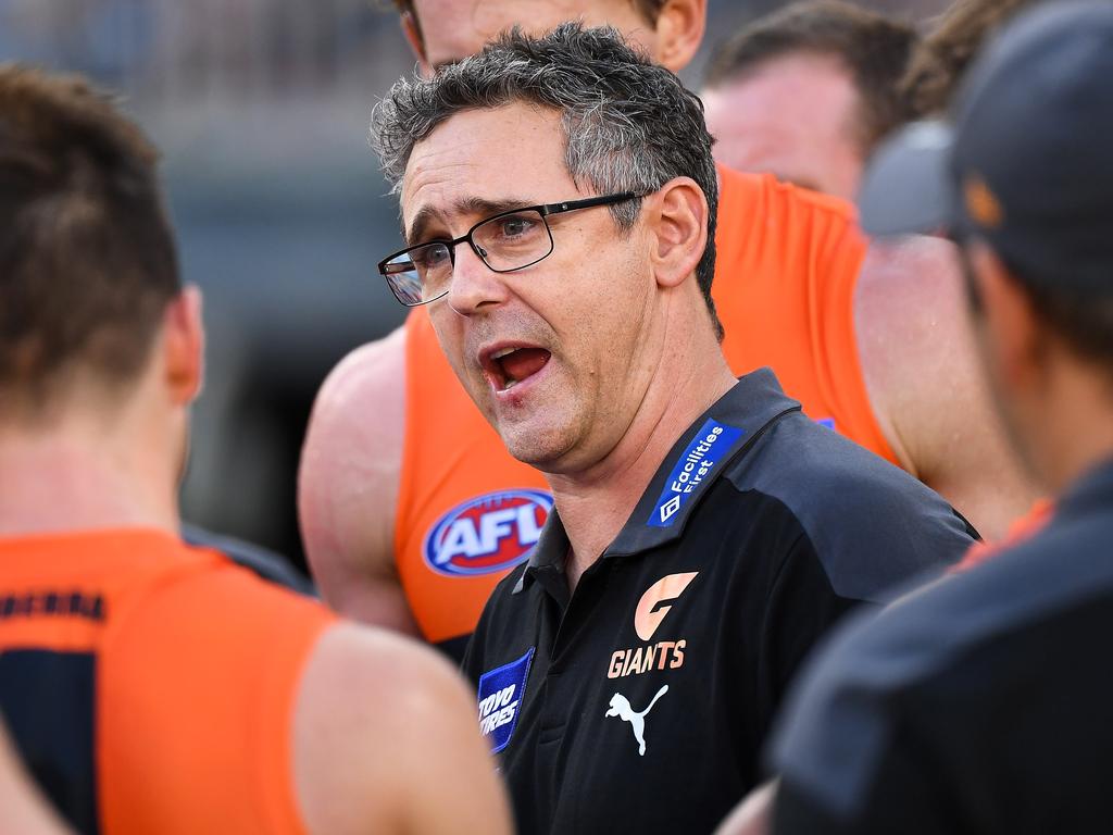 Leon Cameron’s Giants have lost their first two matches of the 2021 season. Picture: Daniel Carson/AFL Photos via Getty Images