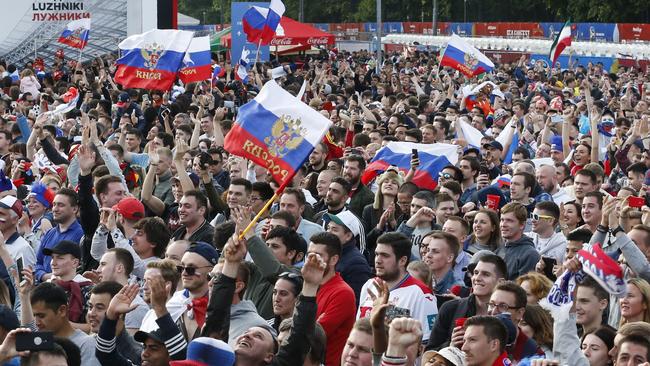 Russia fans came out in force to watch their team in the opener.