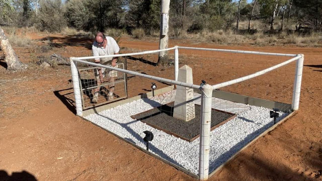 The marble monument at the crash site near Adavale today has been maintained by victim's families for decades since being erected. Picture: Ed Robinson, Adavale Veterans Retreat.