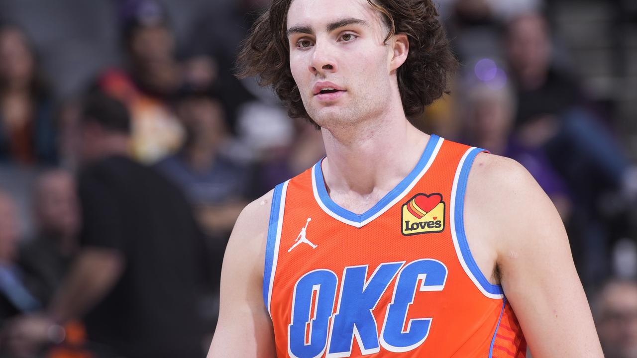 SACRAMENTO, CA – DECEMBER 14: Josh Giddey #3 of the Oklahoma City Thunder looks on during the game against the Sacramento Kings on December 14, 2023 at Golden 1 Center in Sacramento, California. NOTE TO USER: User expressly acknowledges and agrees that, by downloading and or using this photograph, User is consenting to the terms and conditions of the Getty Images Agreement. Mandatory Copyright Notice: Copyright 2023 NBAE (Photo by Rocky Widner/NBAE via Getty Images)