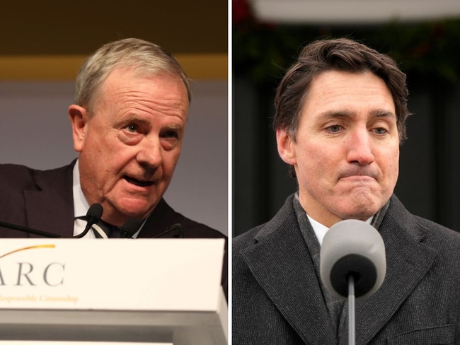 Former Australian treasurer Peter Costello and former Canadian prime minister Justin Trudeau