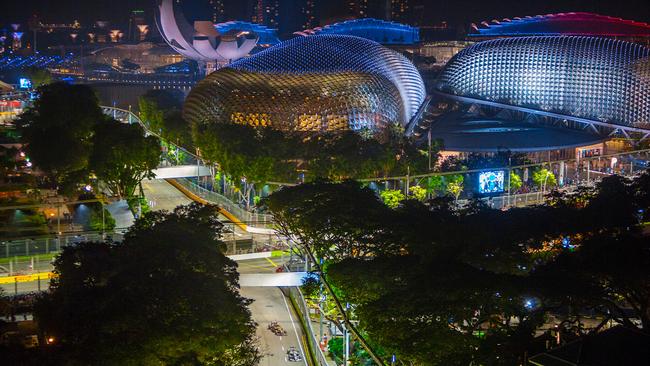 The Singapore F1 Grand Prix at the Marina Bay Street Circuit.