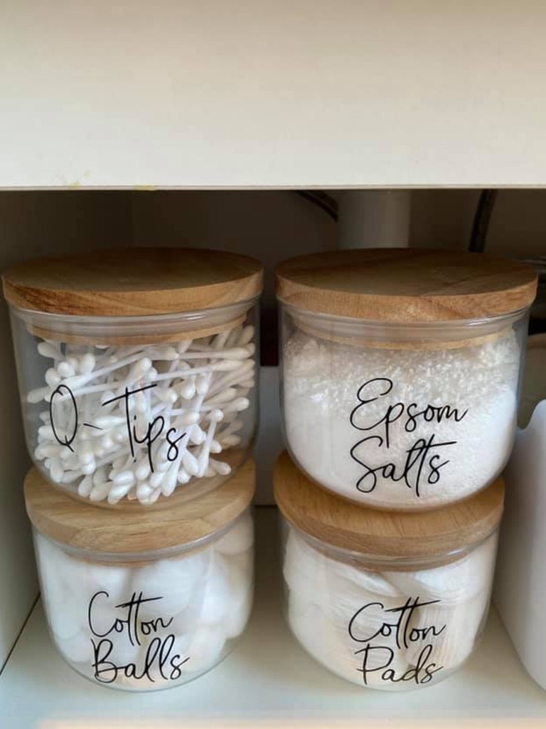 … and jars to store bathroom items. Picture: Facebook