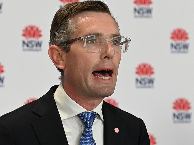 SYDNEY, AUSTRALIA - NewsWire Photos - JULY, 28, 2021: NSW Treasurer Dominic Perrottet speaks to the media during a COVID-19 press conference in Sydney. New South Wales will extend the lockdown for another 4 weeks, after recording 177 new locally transmitted coronavirus cases overnight, 46 of which were infectious during their time in the community. Picture: NCA NewsWire/Bianca De Marchi