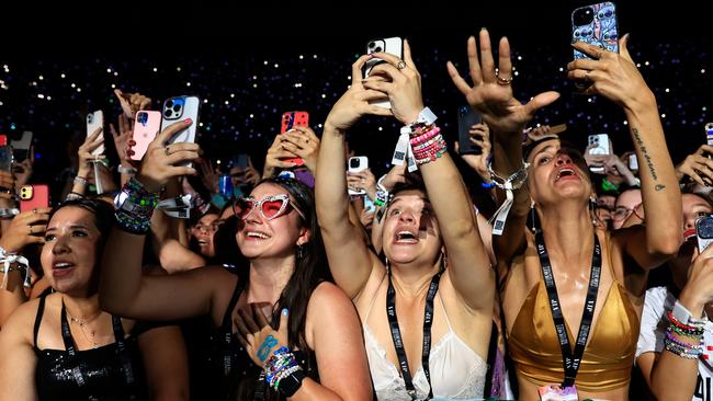 Millions of Taylor Swift fans around the globe are filling up stadiums to catch their musical hero perform live. The phenomenon will hit Australia from February 16-26. Picture: Buda Mendes / TAS23 / Getty Images for TAS Rights Management