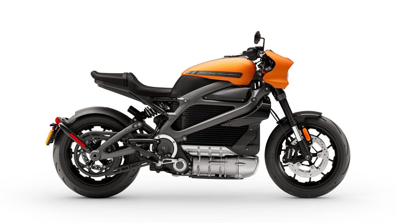 The LiveWire’s electric motor sits low on the bike, below the battery and cooling gear.