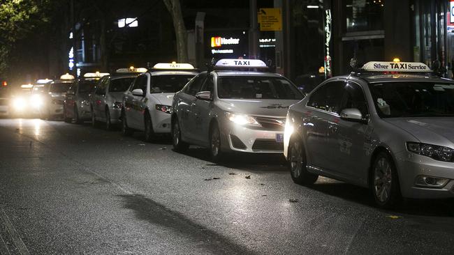 Ghost town... Empty taxis line up on Bayswater Road in Kings Cross. Photo: Chris McKeen