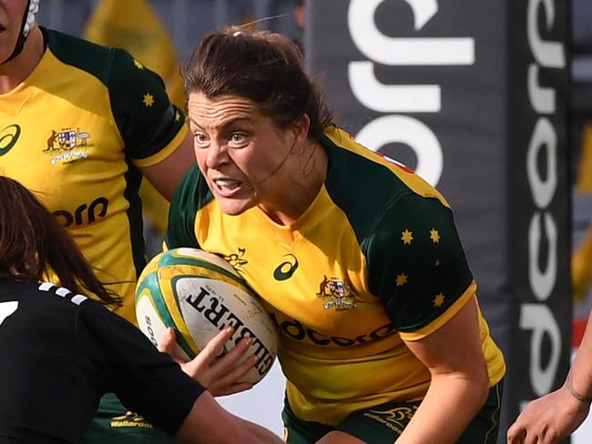 Grace Hamilton of the Wallaroos with possession during the Australian Wallaroos v New Zealand Black Ferns match at Optus Stadium in Perth, Saturday, August 10, 2019.  (AAP Image/Dave Hunt) NO ARCHIVING, EDITORIAL USE ONLY