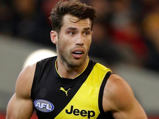 MELBOURNE, AUSTRALIA - AUGUST 17: Alex Rance of the Tigers in action during the 2018 AFL round 22 match between the Richmond Tigers and the Essendon Bombers at the Melbourne Cricket Ground on August 17, 2018 in Melbourne, Australia. (Photo by Michael Willson/AFL Media)