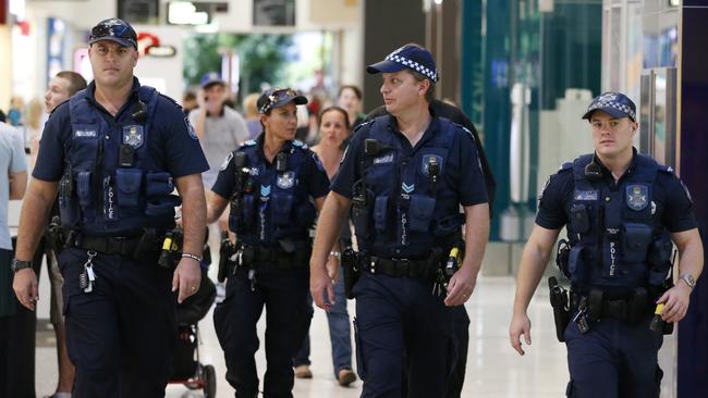 Police officers are a regular sight at the city’s major shopping centres. Picture: Jerad Williams