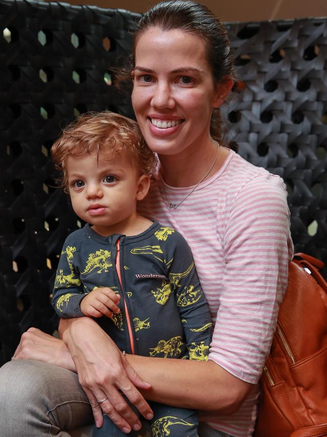 Katie Cassar, with her son Ziggy, 1, at Top Ryde Shopping Centre on Wednesday. Picture: Justin Lloyd