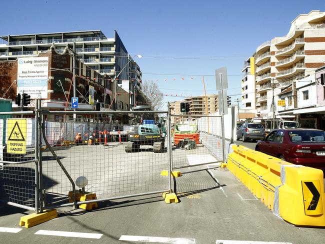 Light rail construction work on Anzac Parade, Kingsford. Picture: John Appleyard