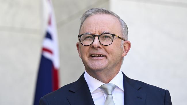 Mr Albanese will continue his election blitz in Tasmania, alongside Finance Minister Katy Gallagher, Home Affairs Minister Tony Burke and Infrastructure Minister Catherine King. Picture: NewsWire/ Martin Ollman