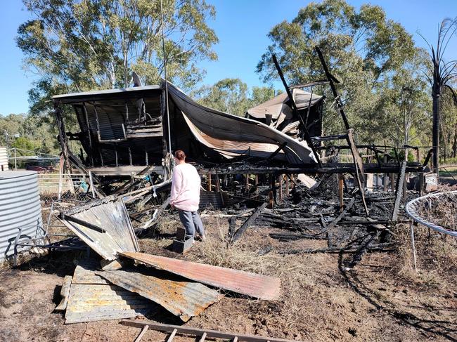 Photo showing the devastating fire at Runnymede, near Kingaroy, June 1, 2022.
