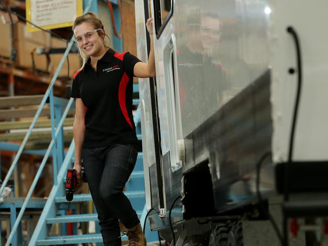 Avida trainee Liz Cunico at their manufacturing plant in Emu Plains / Picture: Justin Sanson