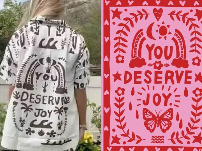 Cult Queensland fashion label Sabbi (left) is facing mounting criticism, with online influencers accusing the brand of copying other brands and artists, including Melbourne-based artist Ruby Allegra (right).