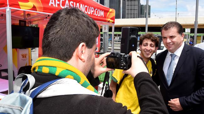 Socceroos Asian Cup promo in Fed Square. Picture: Jay Town