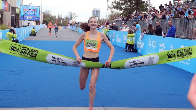 Gold Coast Marathon 2023 4km junior dash winner ELKE RAYWARD 1 July 2023 Southport Picture by Richard Gosling