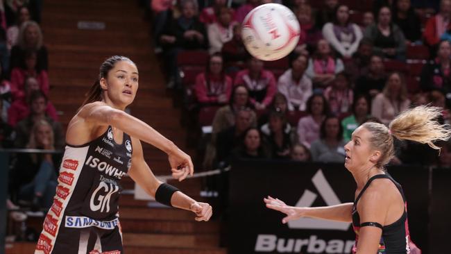 Sharni Layton (left) is back in training with the Magpies. Picture: Tait Schmaal