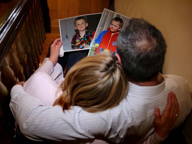 William Tyrrell's parents view pictures of their missing son in an appeal for his safety last year.