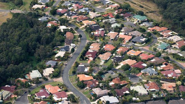 Aerial view of a suburban housing estate on the Gold Coast.