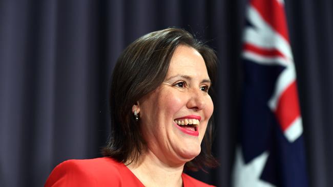 Minister for Jobs Kelly O'Dwyer delivers a press conference in the Blue Room at Parliament House, in Canberra, Thursday, February 21, 2019. A record number of Australians are in work, with seasonally adjusted employment increasing by 39,100 in January 2019, to stand at a record high, of 12,751,800. (AAP Image/Sam Mooy) NO ARCHIVING