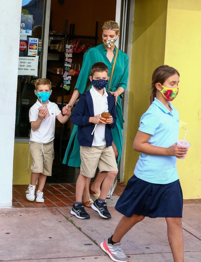 Ivanka takes her kids to an ice cream shop after school in Miami. Picture: Vaem/Backgrid