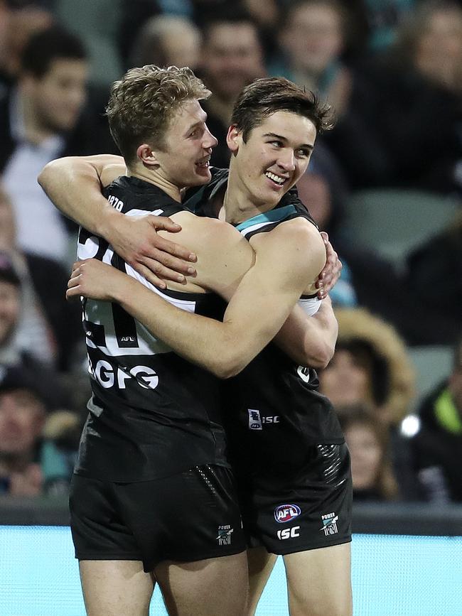 Youngsters Connor Rozee and Xavier Duursma were two of Port’s biggest positives in 2019. Picture: Sarah Reed