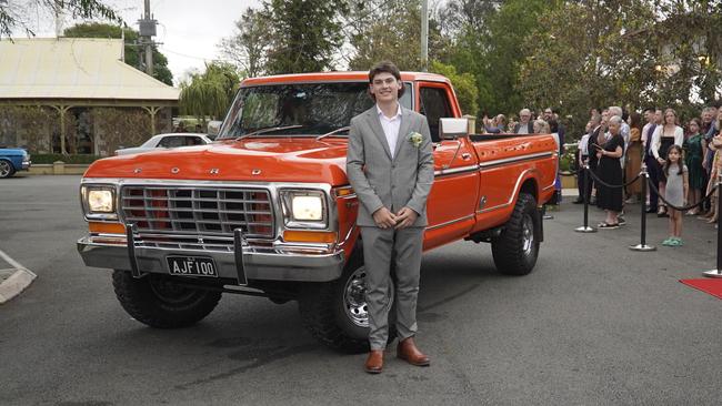 Students arriving in style for the 2024 Glasshouse Christian College formal at Flaxton Gardens.