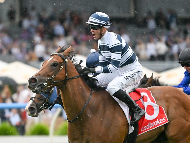 Uncommon James ridden by Ben E Thompson wins the Ladbrokes Oakleigh Plate (Chute, Second WP) at Ladbrokes Park Lakeside Racecourse on February 25, 2023 in Springvale, Australia. (Photo by Morgan Hancock/Racing Photos via Getty Images)